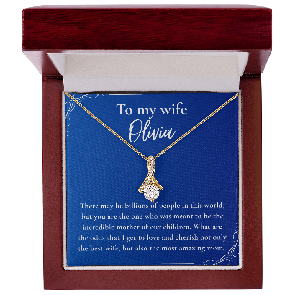 To My Beautiful Wife – The One Who Was Meant to Be Their Mom – Alluring Beauty Necklace