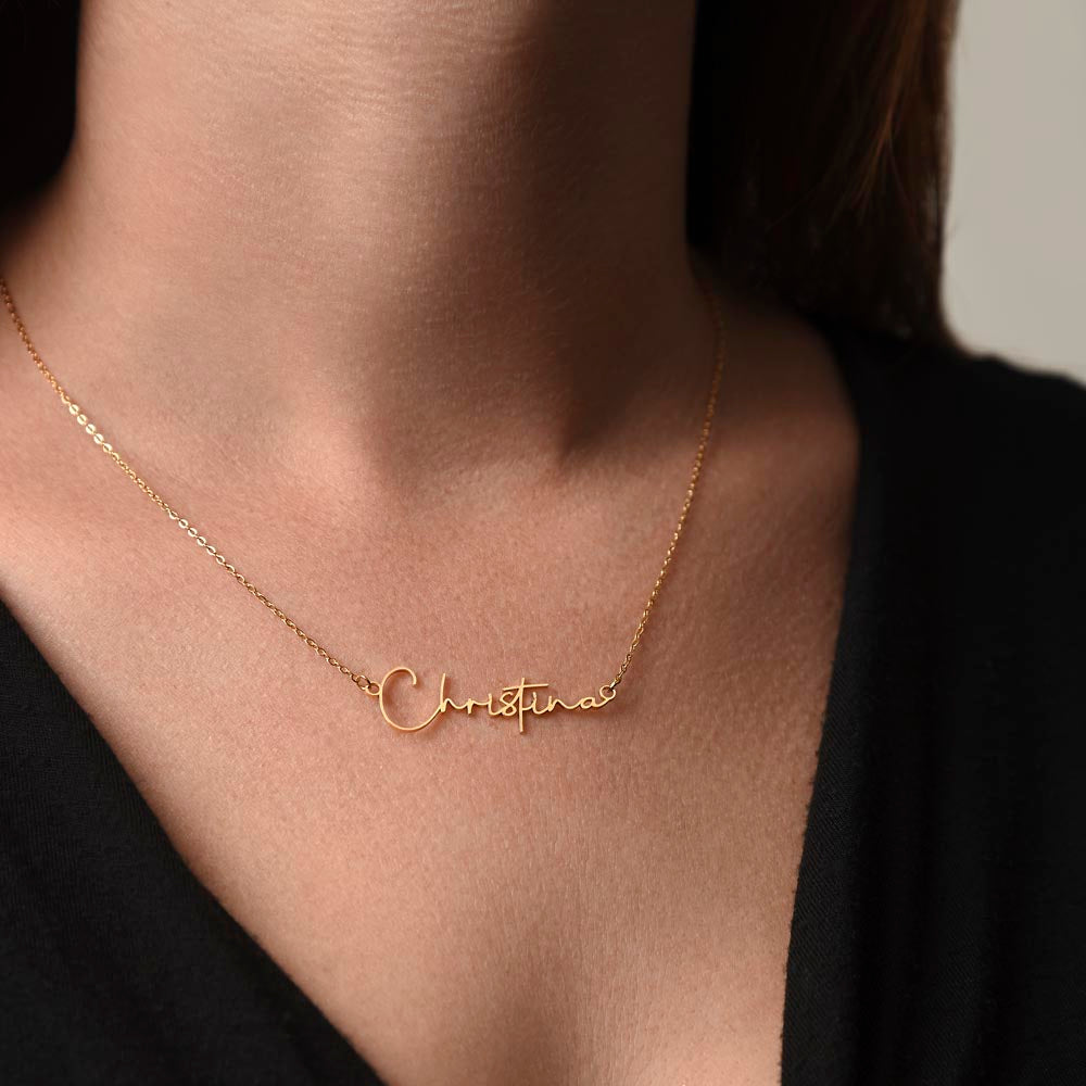 To My Best Friend – Custom Signature Name Necklace with Heartfelt Thank You Message Card